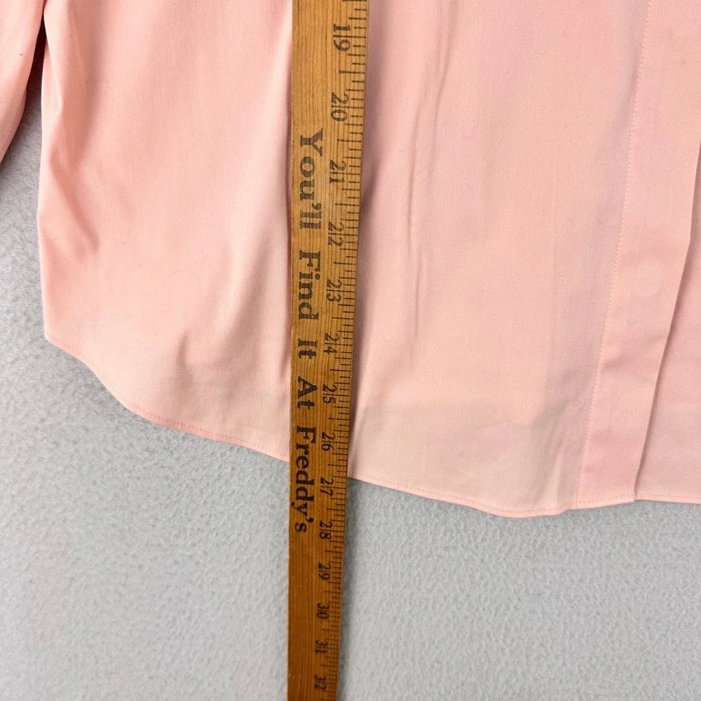 Lafayette 148 New York Button Down Shirt Blouse Womens 12 Pink Career Puff Sleev - Picture 2 of 8